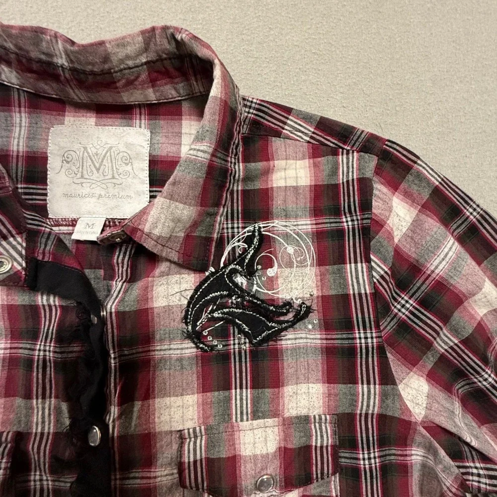 Maurices Premium Western Plaid Pearl Snap Long Sleeve‎ Shirt Women Medium